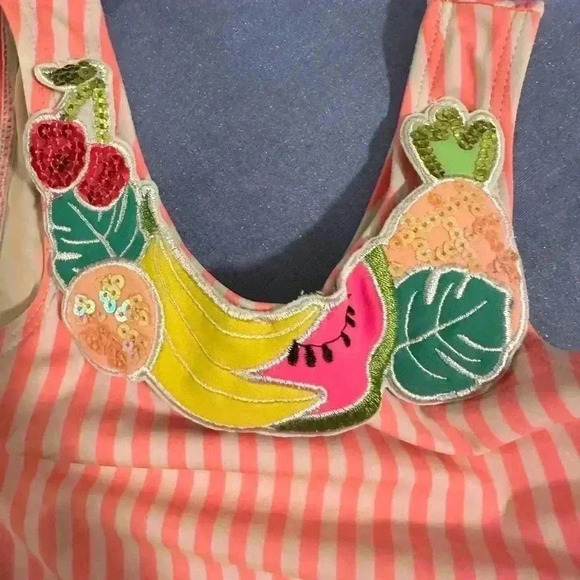 Flapdoodles Colorful Fruit Embroidered Striped Top - Picture 2 of 5
